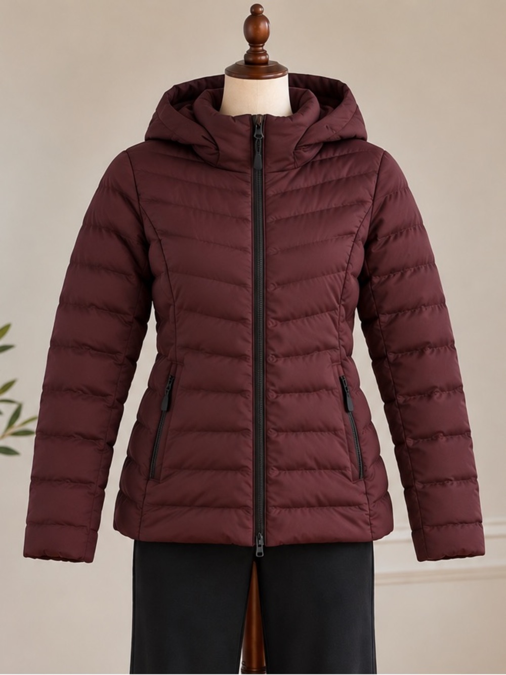 32 Degrees HEAT Burgundy Down Puffer Jacket Hooded Lightweight Women’s Small